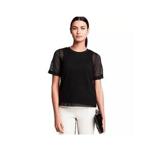 Banana Republic Womens Top Small S Black Perforated Mesh Top Tank Lining size S